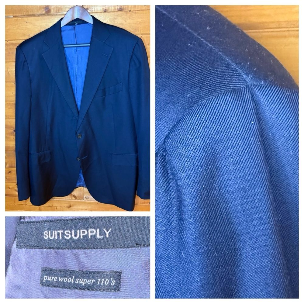 Suitsupply York Suit Jacket 46R us 56R Euro navy Blue  100% Wool VBC Fabric